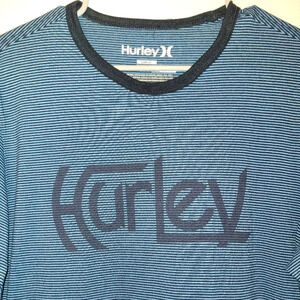 **4/$20 TEES**Hurley Men's size Large Blue and Black stripe tee shirt LOT E22